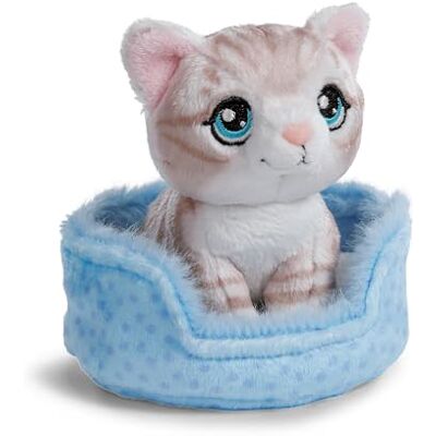 NICI Peluche gatto grigio tigrato 12 cm nel cestino NICI Peluche gatto grigio tigrato 12 cm nel cestino