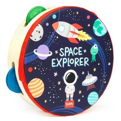 Legami Tamburello, per Bambini, con 4 Sonagli, migliora la Coordinazione, Capacità motorie, Senso del Ritmo, Ø 14,5 cm, Tema Space Legami Tamburello, per Bambini, con 4 Sonagli, migliora la Coordinazione, Capacità motorie, Senso del Ritmo, Ø 14,5 cm, Tema Space