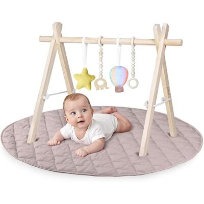 lionelo ANIS SET Palestrina Neonato Baby Gym con Centro di Attività in legno, Giochi Sensoriali Rimovibili, tappetino Antiscivolo, Metodo 101 cm lionelo ANIS SET Palestrina Neonato Baby Gym con Centro di Attività in legno, Giochi Sensoriali Rimovibili, tappetino Antiscivolo, Metodo 101 cm