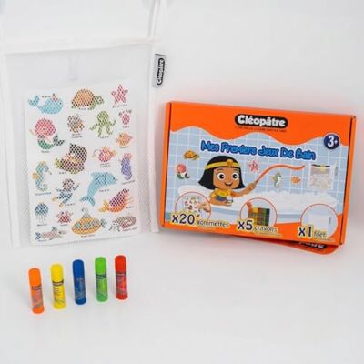 Cléopâtre CLEOPATRE – I miei primi giochi da bagno – Set di 5 matite da bagno, 20 gommette resistenti e 1 rete portaoggetti con ventose – per creare, immaginare, divertirsi e giocare! Cléopâtre CLEOPATRE – I miei primi giochi da bagno – Set di 5 matite da bagno, 20 gommette resistenti e 1 rete portaoggetti con ventose – per creare, immaginare, divertirsi e giocare!