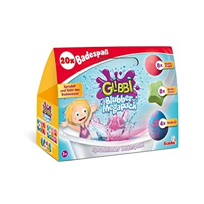 Simba Glibbi Blubber Mega Pack Confezione da 20 bombe da bagno colorate, confezione XXL, giocattolo per vasca da bagno, accessorio per il bagno, gorgoglia e colora l'acqua, vari profumi, a Simba Glibbi Blubber Mega Pack Confezione da 20 bombe da bagno colorate, confezione XXL, giocattolo per vasca da bagno, accessorio per il bagno, gorgoglia e colora l'acqua, vari profumi, a