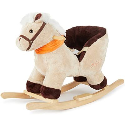 BIECO 74000422 peluche a dondolo pompon animale cavallo, altalena sedia con struttura in legno, seduta e schienale, altalena peluche, cavallo a dondolo per neonati e bambini da 9m + BIECO 74000422 peluche a dondolo pompon animale cavallo, altalena sedia con struttura in legno, seduta e schienale, altalena peluche, cavallo a dondolo per neonati e bambini da 9m +
