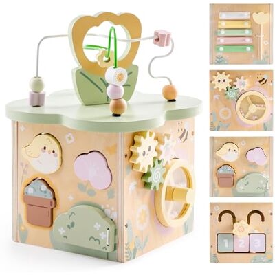 ROBUD Cubo motorio in Legno, Giocattolo motorio a Partire da 1 Anno, cubo attività a Partire dai 12 Mesi, Activity Cube per Bambini ROBUD Cubo motorio in Legno, Giocattolo motorio a Partire da 1 Anno, cubo attività a Partire dai 12 Mesi, Activity Cube per Bambini