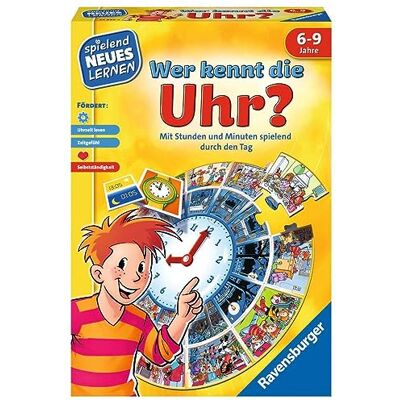Ravensburger Chi conosce l'orologio? Gioca e impara per bambini, gioco educativo per bambini dai 6 ai 9 anni, nuovo apprendimento giocoso per 1-4 giocatori Ravensburger Chi conosce l'orologio? Gioca e impara per bambini, gioco educativo per bambini dai 6 ai 9 anni, nuovo apprendimento giocoso per 1-4 giocatori