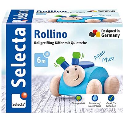Selecta Rollino Anello da afferrare con sonaglio in legno, 7,5 cm, colore: Blu Selecta Rollino Anello da afferrare con sonaglio in legno, 7,5 cm, colore: Blu
