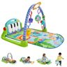 Fisher Price - Palestrina Baby Piano 4-in-1 Verde/Blu con Pianoforte, Tappetino con Giocattoli, per Neonati 0+Mesi, , Imballaggio Sostenibile