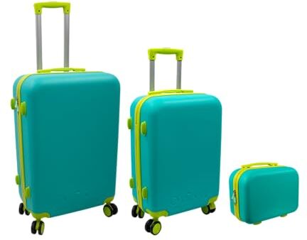 Ordinett , Voyager, Set Valigie 3 PZ: 60L + 43L+ 15L, Verde e Azzurro