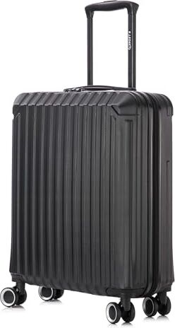 Leone 55x40x20 cm Bagaglio a mano Ryanair Valigia Trolley Rigido Ultraleggero in ABS 4 Ruote Autonome (Nero, 2208 S Bagaglio mano 55x40x20cm)