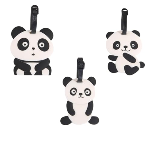 KXUSW Etichette Valigia Viaggio Luggage Tags, Panda Etichette per Valigie Aereo, Etichetta Valigia, Accessori per Holiday Deposito Bagaglio 3 pezzo