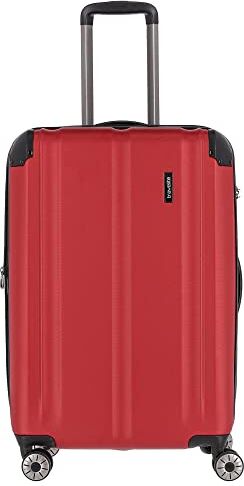 travelite City 4w Trolley, Colore: rosso, 68 cm (Trolley M), Trolley rigido a 4 ruote con angoli di protezione