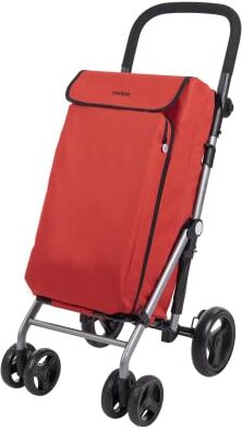 carlett Carrello da supermercato pieghevole con 4 ruote e grande capacità di 25 kg, borsa principale da 48 l, borsa termica da 10 l e tessuto resistente all'acqua Colore rosso