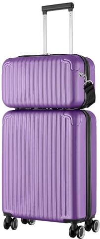 Leone Valigia Ryanair 55x40x20 e 40x20x25 cm Set 2 Pezzi Trolley Bagaglio a mano 4 Ruote e Beauty Case in ABS Autonome (999 Set 2 Pezzi S+XS, Viola)