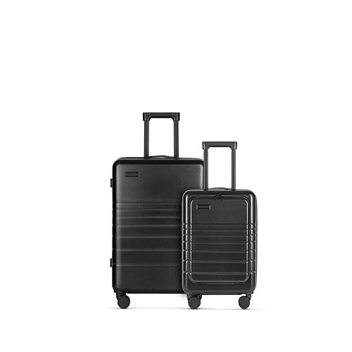 ETERNITIVE Set di 2 Valigie Rigide Piccola e Media   Valigie da Viaggio in ABS   Dimensioni: 55 & 65,5 cm   Set di Valigie con Lucchetto TSA   Ruote a 360°   Valigie Leggero e Durevole   Nero