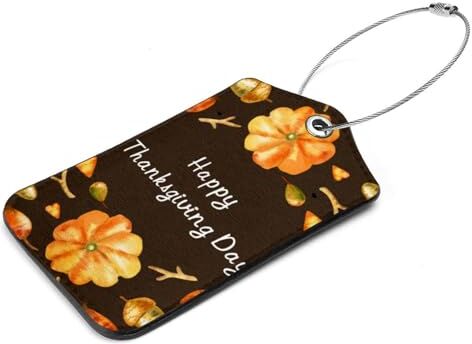 Generic Set di 2 etichette per bagagli in pelle PU con scritta in inglese "Thank Giving Pumpky" (lingua italiana non garantita)