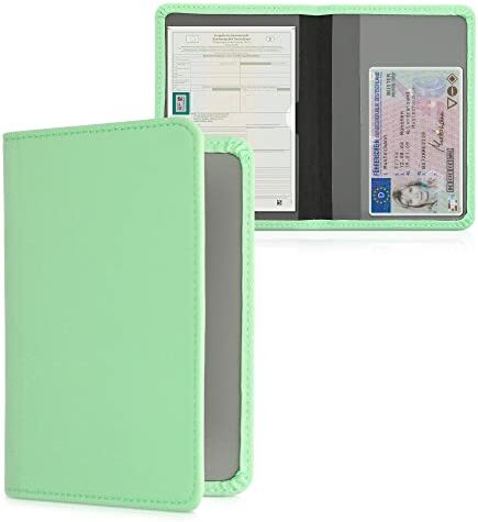 kwmobile Custodia in Neoprene per Libretto Circolazione Auto Cover Portalibretto con Scomparti per Tessere Patente Foderina Porta Documenti Menta