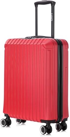 Leone Valigia Trolley Bagaglio a mano 55x40x20cm Rigido Ultraleggero in ABS 4 Ruote Autonome 3N (2208 55X40X20cm, Rosso)