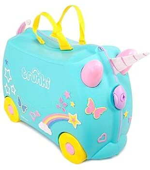 Trunki Valigia Cavalcabile per Bambini – Trolley Bambini Bagaglio a Mano – Valigia Cavalcabile Unicorno (Verde Acqua)