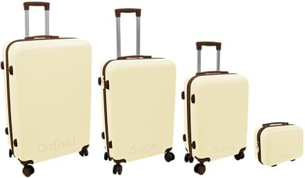 Ordinett , Voyager, Set Valigie 4 PZ: 98L + 60L + 43L + 15L, Bianco e Marrone