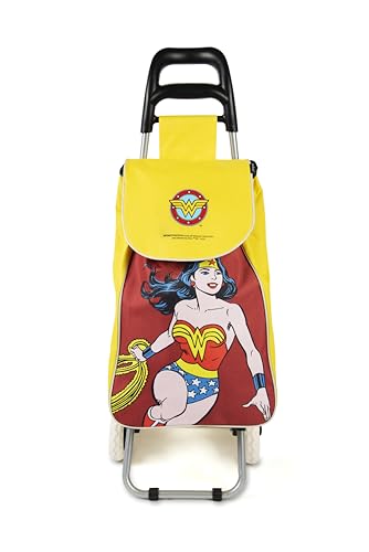 Excelsa Supereroi Carrello Porta Spesa, Capacità 38 L, Sacca Rimovibile, Idrorepellente, Wonder Woman