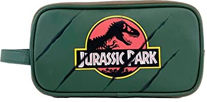 CYP BRANDS Jurassic World-Beauty Borsa da toilette, da viaggio, palestra, scuola, organizzatore, accessori, colore verde, 30° anniversario, prodotto ufficiale ()