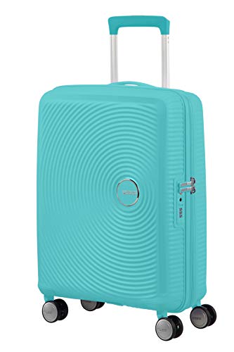 American Tourister Soundbox, Spinner Espandibile Bagaglio a Mano Unisex Adulto, Blu (Poolside Blue), S (55 cm 41 L)