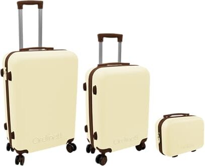 Ordinett Voyager Set di 3 Viaggio-Beauty + Bagaglio Cabina + Valigia Media, Bianco, 15L + 43L + 60L, 3 unità