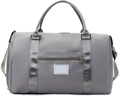 Remorui Borsa da viaggio multiuso con tracolla borsone con scomparto per scarpe impermeabile grande capacità separazione asciutta bagnata all'aperto Weekender Pernottamento palestra grigio