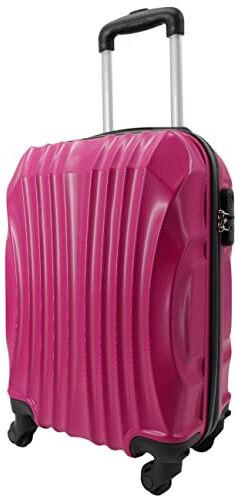 Leone Valigia Trolley Bagaglio a mano Rigido Ultraleggero in ABS 4 Ruote Autonome (Fucsia, 2037 Valigia 52x32x9cm)