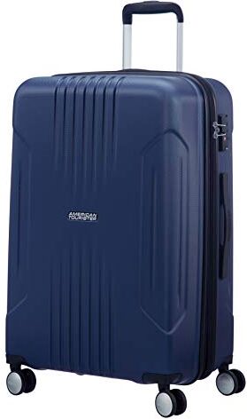 American Tourister 67/24 Tsa, Spinner Medium Expandable Bagaglio A Mano Unisex Adulto, Blu (Dark Navy), M 67 cm 82 L