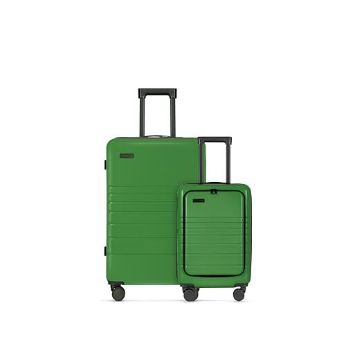 ETERNITIVE Set di 2 Valigie Rigide Piccola e Grande   Valigie da Viaggio in ABS   Dimensioni: 55 & 75,5 cm   Set di Valigie con Lucchetto TSA   Ruote a 360°   Valigie Leggero e Durevole   Verde