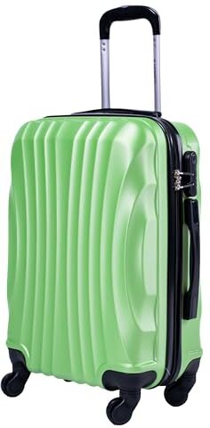 Leone Valigia Trolley Bagaglio a mano Rigido Ultraleggero in ABS 4 Ruote Autonome (Verde, 3037 Valigia 55x38x23 cm)