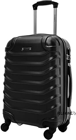 Leone Valigia Trolley Bagaglio a mano Rigido Ultraleggero in ABS 4 Ruote Autonome (Nero, 20267 Valigia 55x38x23cm)