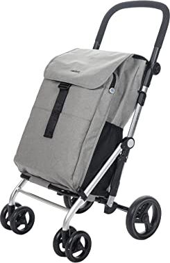 carlett -Carrello della Spesa,Trolley da Supermercato Pieghevole,4 Ruote Resistenti alla Pioggia,grande Capacità di 32 kg,Borsa Principale da 64L,Borsa Termica da 10,5L e Tasca Posteriore-Colore Grigio