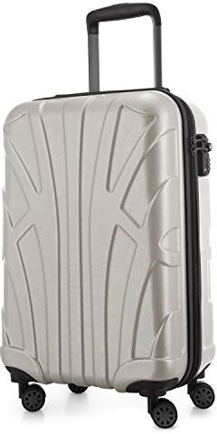 SUITLINE Valigia grande rigida leggera bagaglio check-in espandibile, 76 cm, 110 litri, Bianco