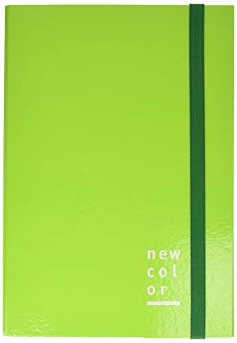 New Color Cartella con 3 Lembi ed Elastico, Piatto, Dorso 2, Verde Chiaro, 25 x 35 cm, 8 pezzi