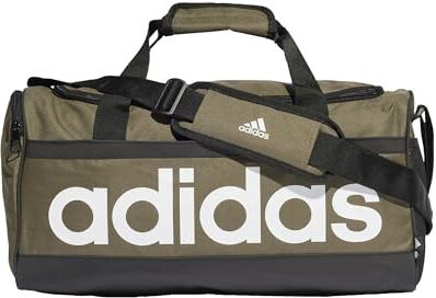 Adidas Unisex Adulto Borsa Sportiva, Duffel Bag, Olive Strata/Nero, Bianco, M