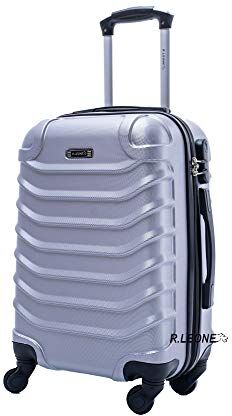 Leone Valigia EasyJet 45x36x20 cm Trolley Bagaglio a mano in ABS 4 Ruote (Argento, 2026 Valigia 50x33x9,5 cm)