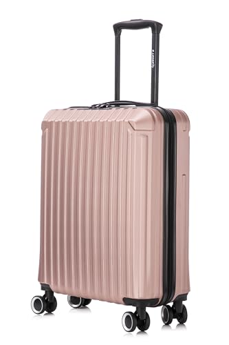 Leone 55x40x20 cm Bagaglio a mano Ryanair Valigia Trolley Rigido Ultraleggero in ABS 4 Ruote Autonome (Rose Gold, 2208 S Bagaglio mano 55x40x20cm)