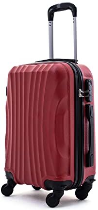 Leone Valigia Trolley Bagaglio a mano Rigido Ultraleggero in ABS 4 Ruote Autonome (Rosso, 3037 Valigia 55x38x23 cm)