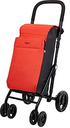 carlett -Carrello della Spesa,Trolley da Supermercato Pieghevole,4 Ruote Resistenti alla Pioggia,grande Capacità di 25 kg, Borsa Principale da 36L, Borsa Termica da 7,5L e Tasca Posteriore-Colore Rosso