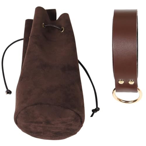 Luckxing Custodia medievale,Borsa medievale vintage con coulisse in pelle, portamonete, accessori rinascimentali per donna uomo per cosplay di Halloween, accessori rinascimentali