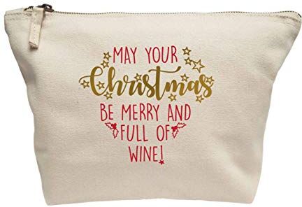 Creative Flox Trousse per trucchi, motivo natalizio con scritta"Merry Full Wine