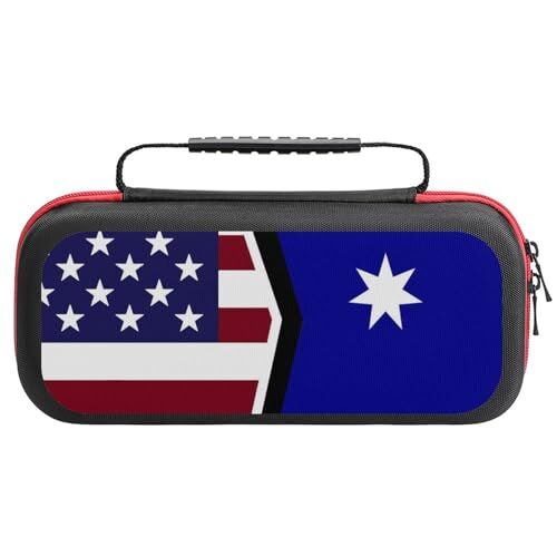 Generic0404 Bandiera degli Stati Uniti e dell'Australia alla moda compatibile con custodia da viaggio protettiva rigida borsa da trasporto con 20 cartucce di gioco