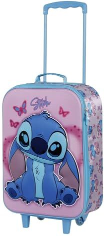 Disney Lilo e Stitch Adorable-Valigia Trolley Soft 3D, Rosa, 17 x 33 x 52 cm, Capacità 26 L