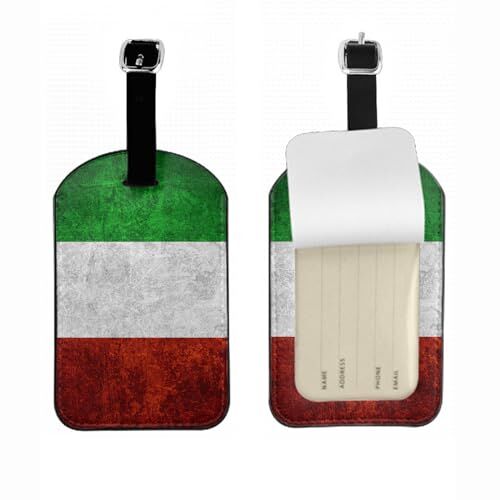 DTIGBVA Bandiera italiana 1 pacchetto etichetta di identificazione della valigia in pelle PU etichetta per bagagli etichetta ID per valigie zaino zaino zaino borsa
