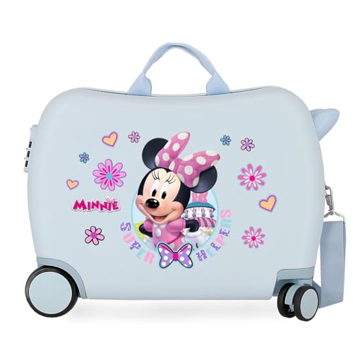 Disney Minnie Super Helpers Valigia per Bambini, Rigida in ABS, Chiusura a Combinazione Laterale, 4 Ruote, Bagaglio a Mano, Blu Chiaro