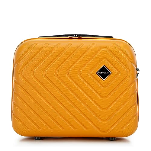 WITTCHEN Cube line Borsa da toilette Valigia cosmetica in ABS con Goffratura Geometrica Tracolla regolabile e staccabile Taglia XS Arancione