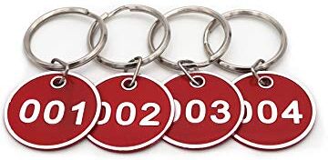 NanTun Aluminum Alloy Metal Key Tag Set, Number ID Tags Key Chain, Numbered Key Rings, 50 pieces Red -151 to 200