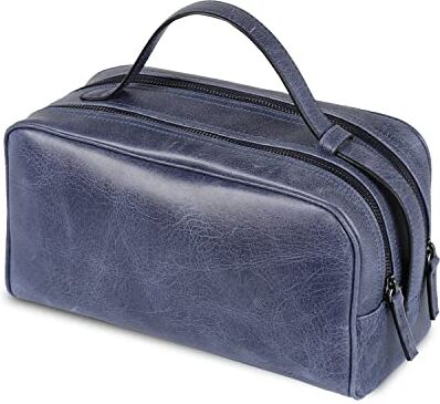 Londo Borsa da viaggio in vera pelle a due scomparti Unisex (Blu navy)