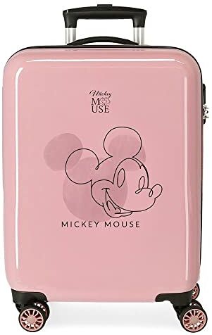 Disney Mickey Outline Valigia Cabina Rosa 38 x 55 x 20 cm Serratura a Combinazione Laterale Laterale ABS 34L 2kg 4 Ruote Bagaglio Doppio Mano